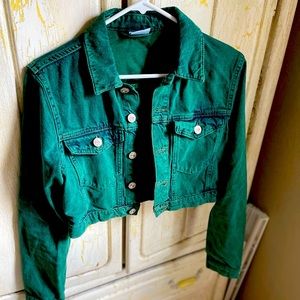BDG Urban Outfitters Cropped Green Jean Jacket